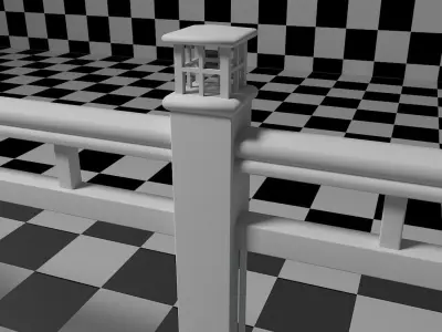 Glass Railing - Style 3 3D model