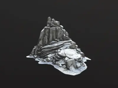 Rock Island mountains 2 snow Low-poly 3D model