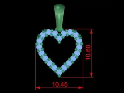 Dainty Diamond Heart Pendant with Bell 3D print model