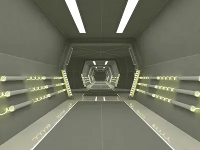 Sci Fi Modes Corridor 3D model Low-poly 3D model