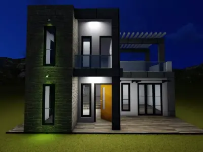 3d House modern at night 3D model