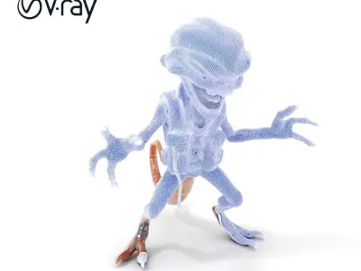 Alien Warrior with Tactical Gear and Fierce Expression  Fully... Low-poly 3D model