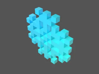 Pixel Snowflake v2 003 Low-poly 3D model