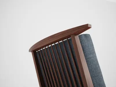 Conoid Cushion Chair and Ottoman George Nakashima Woodworkers 3D model