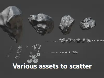 Blender Geometry Nodes Scatter Space Low-poly 3D model