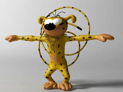 Marsupilami Character RIGGED Low-poly 3D model