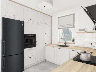 Light grey scandinavian kitchen 3D model