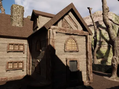 Rustic Medieval Cliffside House Free 3D model purchase