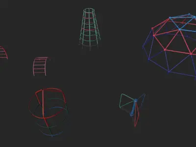 Old Playground Props Set Low-poly 3D model buy