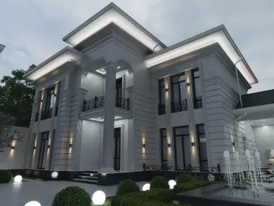 Two-story villa Facade design 3D model