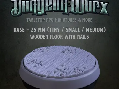 25 mm Tabletop RPG Miniature Base - Wooden Floor With Nails 3D print model
