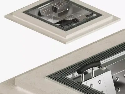 Pool inox with stainless steel grille 3D model