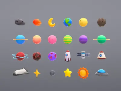 Cartoon Space Pack 3D model