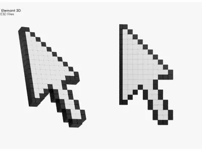 Pixelated 3D Mouse Cursors Hand Arrow Hourglass 3D Pointers  3D model