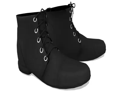 Men Black Thick Heels Ankle Boots Low-poly 3D model