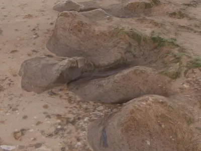 Beach Mud Ripple - High and Low Poly versions Low-poly 3D model