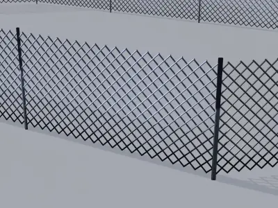 Metallic Fence Low-poly 3D model