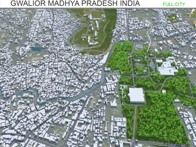 Gwalior Madhya Pradesh India 25km Low-poly 3D model