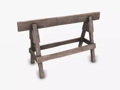 A Frame Wooden Barricade Low-poly PBR Low-poly 3D model
