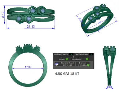 Women Ring  Render 3dm STL OBJ FBX Details 3D print model 365