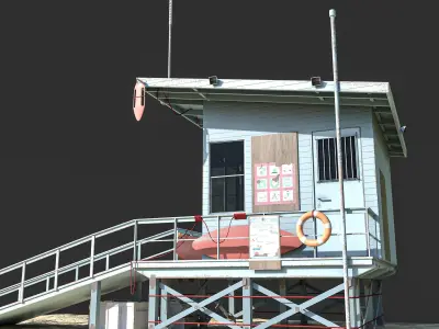 Beach Lifeguard Cabin Low-poly 3D model