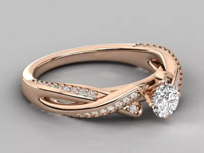 Women Light Weight Solitare Diamond Wedding Ring   9 3D print model