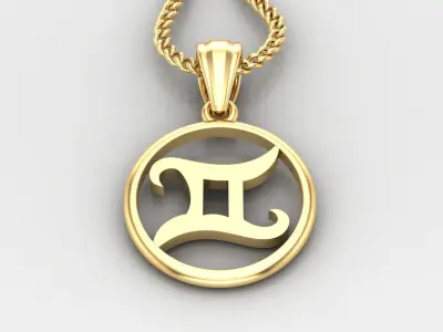 Circle Gemini Light Gold Pendant Version 6 3D print model