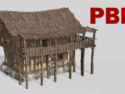 Thatch Hut House 06 For Games and Films 3D Model Low-poly 3D model