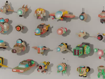 Space Ships Packs Low Poly Low-poly 3D model