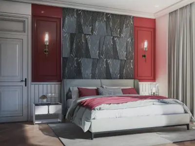 Hill House Interior Scene Bed Room Neoclassical Interior Design 3D model