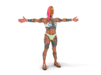 Futuristic Tattooed Model model pack Low-poly 3D model