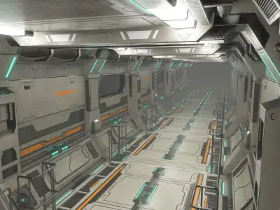Sci-Fi Modular Corridor Version 2 Low-poly 3D model