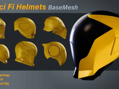 20 Sci-Fi Helmets Base Mesh 3D model