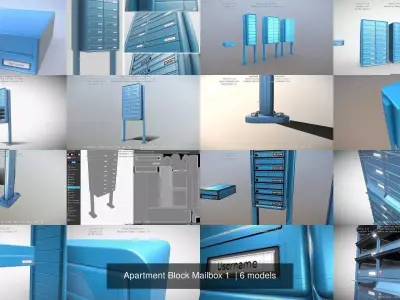 Apartment Block Mailbox 1  3D Model Pack