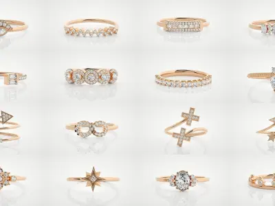 100 Ultra Light wt minimalist diamond ring 3dm stl renders 3D Model Pack