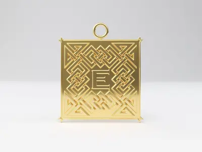 Celtic pendant letter E 3D print model
