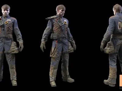 Sci-Fi Worker Low-poly 3D model