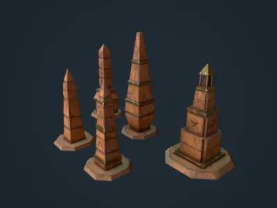 Obelisk Pack Low-poly 3D model