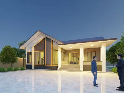 House Design Modern Exterior One Storey Low-poly 3D model