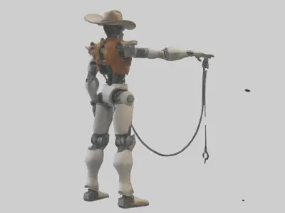 Robot version of a cowboy model Low-poly 3D model