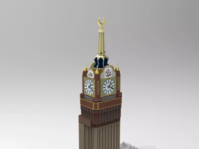 Abraj Al Bait Towers Low Poly Textured 3D Model  Low-poly 3D model