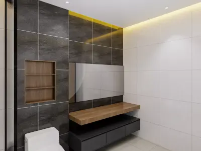 Modern Minimalist Bathroom Interior Scene Low-poly 3D model