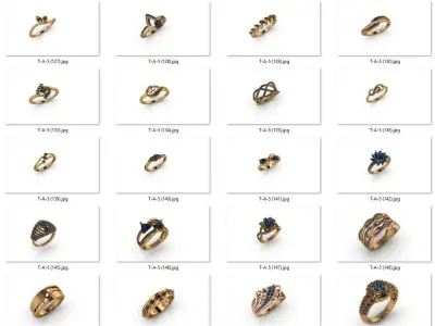 ring 84 pieces drawing 3d rihone drawing ring 3D print model