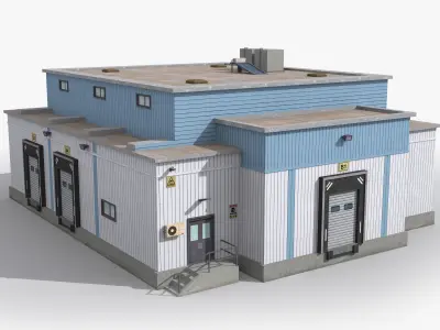 Factory x6 Low-poly 3D model