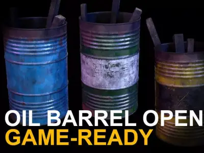 Oil barrel open Game Ready Low-poly 3D model