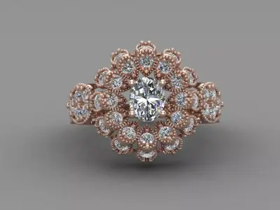 Rose Gold Women Diamond Ring 3D print model 3D print model 46