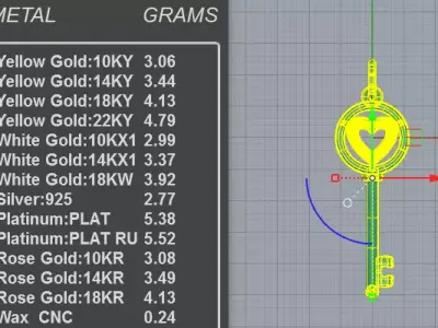 Exclusive Heart Key Pendant Diamond Necklace 3D print model