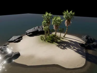 Small Island Scene Low-poly 3D model