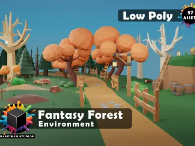 Fantasy Forest Low Poly Asset Pack - 87 Stylized Models Low-poly 3D model