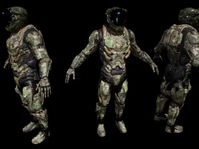 cyborg soldier v3  Low-poly 3D model